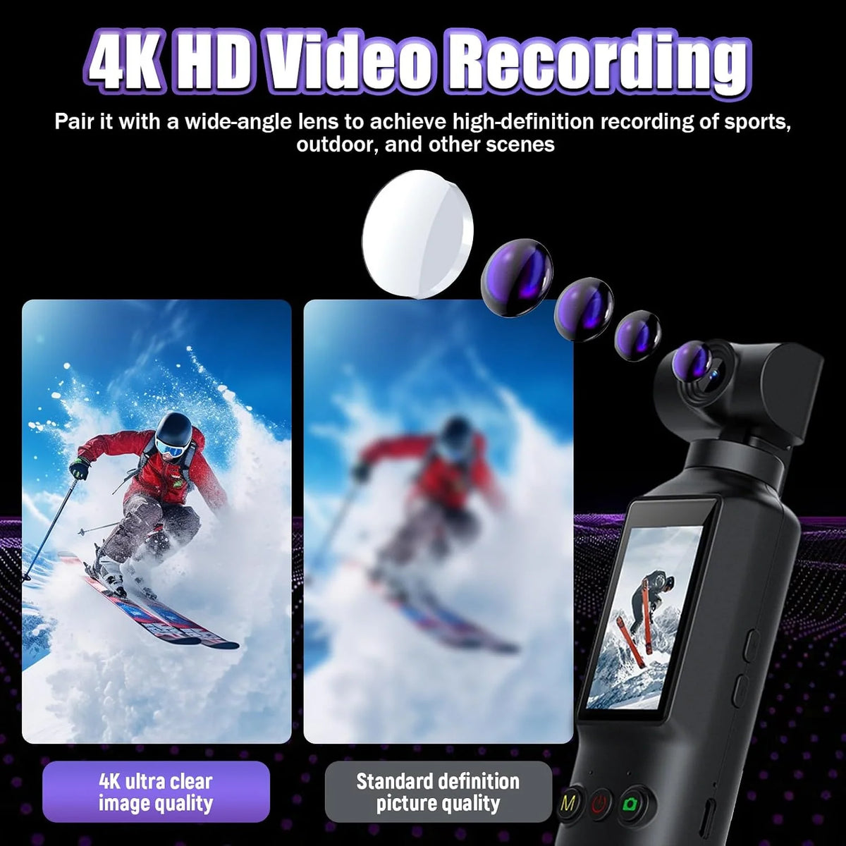 X8 4K Vlogging Camera, Wifi Pocket Camera with Rotatable Lens