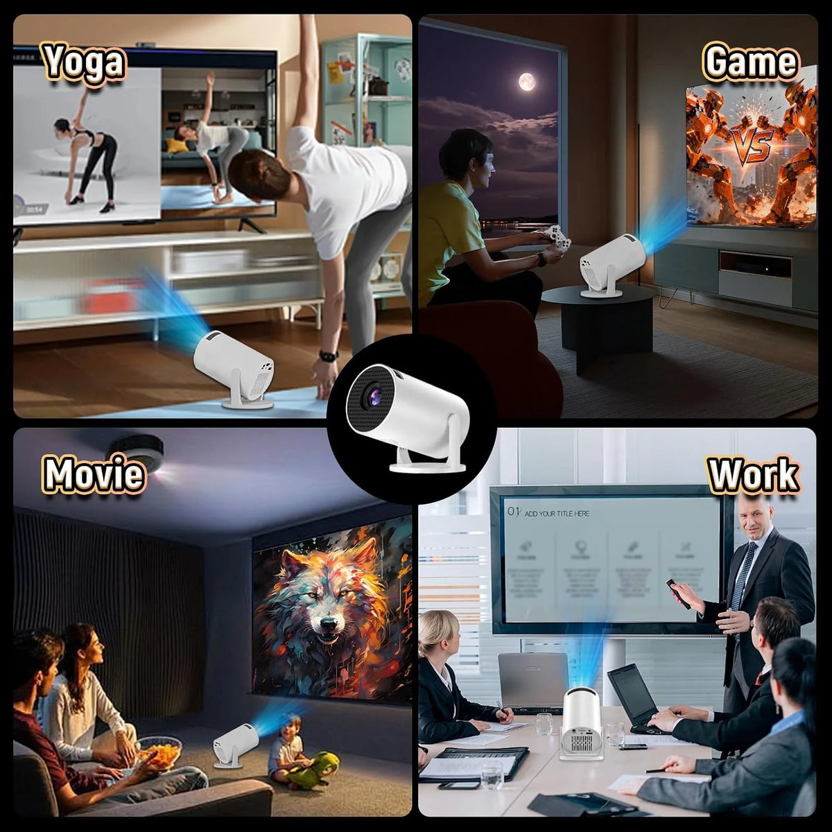 V4 Mini Projector, Portable Smart Projector with 2.4G Wifi