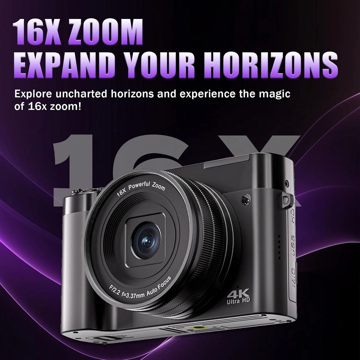 4K Digital Camera, Autofocus Point-And-Shoot Camera