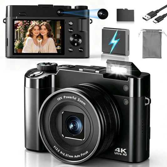 4K Digital Camera, Autofocus Point-And-Shoot Camera