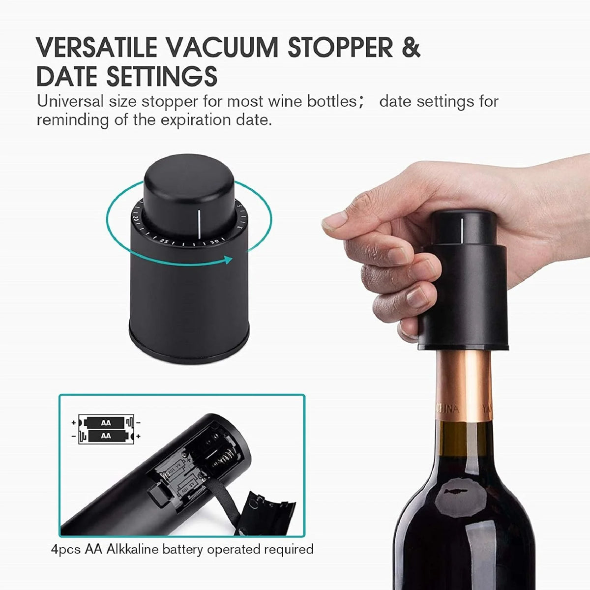 Ueecool Electric Wine Opener Set, 4-Piece Automatic Corkscrew Gift Set with LED Light