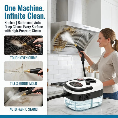 2500W Handheld High Pressure Steam Cleaner for Car Detailing, Kitchen, Grout Cleaning