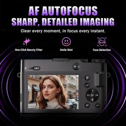 4K Digital Camera, Autofocus Point-And-Shoot Camera