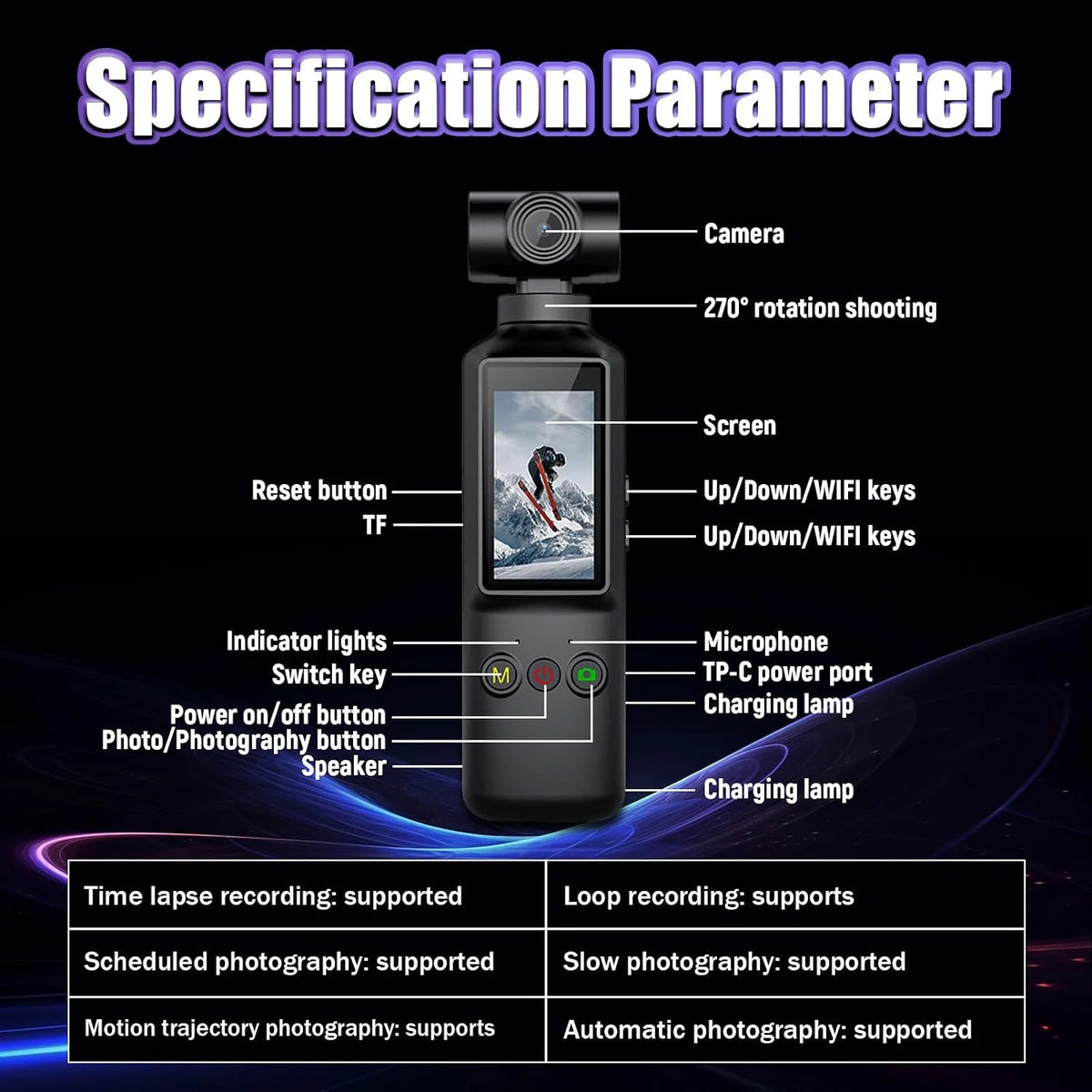 X8 4K Vlogging Camera, Wifi Pocket Camera with Rotatable Lens