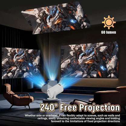 V4 Mini Projector, Portable Smart Projector with 2.4G Wifi