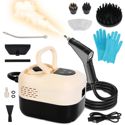 1500W Handheld High Temperature and Pressure Steamer Cleaner with 1200ML Tank 8 Accessories 6 Steam Levels Digital Display Handle Control for Dirt Grease Grout Tile Floor Couch Car